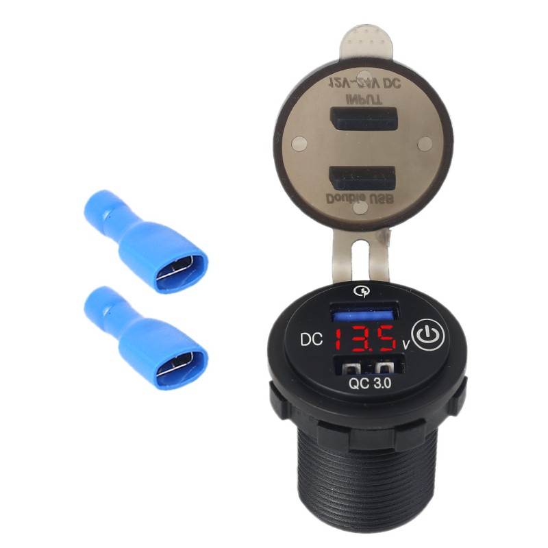 Tẩu Sạc Nhanh Usb Kép 12v 24v Qc3.0 Có Công Tắc Cảm Ứng Tắt Mở Đèn Led Cho Xe Hơi