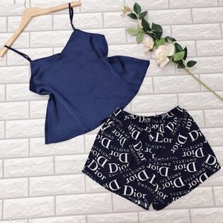Bộ Đùi Lụa Dior 💞 Đồ Ngủ 2 Dây Sọt Lụa Dior [ ảnh và clip hình thật ]