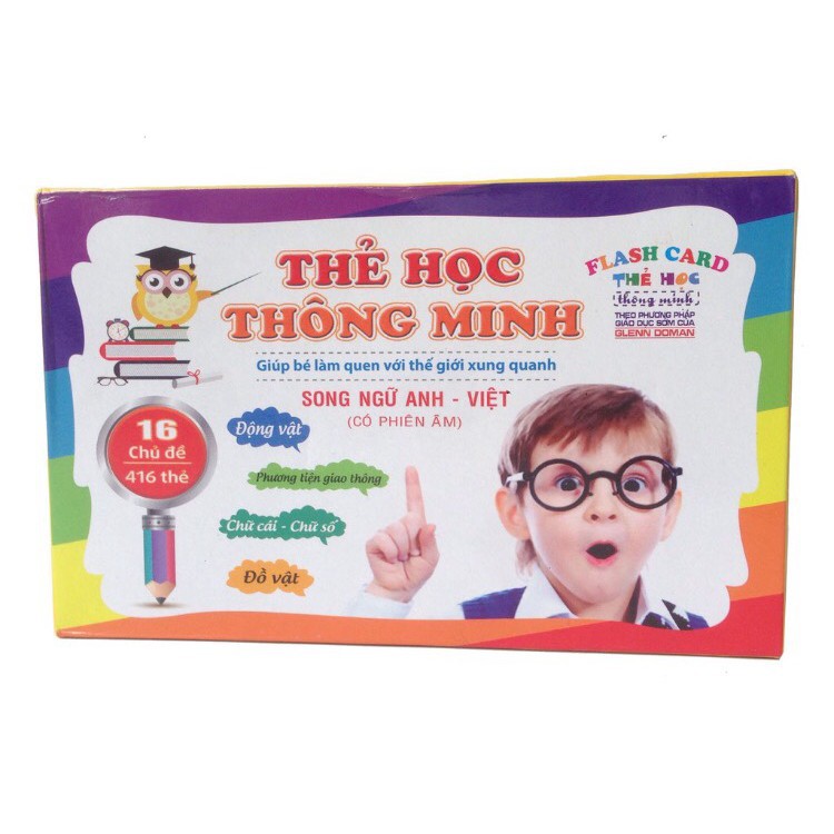 Thẻ học thông minh cho bé loại nhỏ 16 chủ đề 416 thẻ