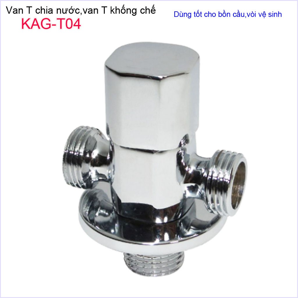 T chia nước van khóa giảm áp KAG-T04 cao cấp, van T chia nước bồn cầu và vòi xịt, T nối nước vòi xịt siêu bền