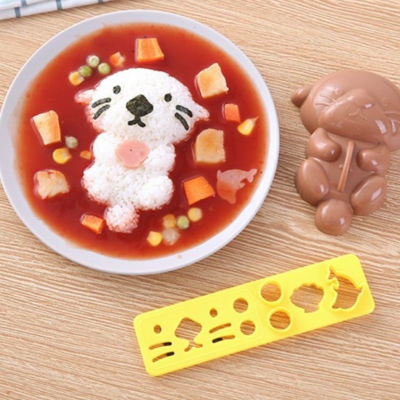 Khuôn làm cơm tạo hình sò, cua, mèo cho bé