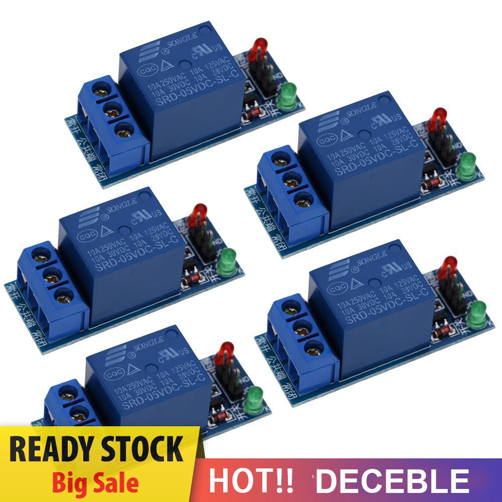 Deceble 5Pcs 1-Channel 5V Relay Module Shield for Arduino 1280 2560 ARM PIC AVR DSP