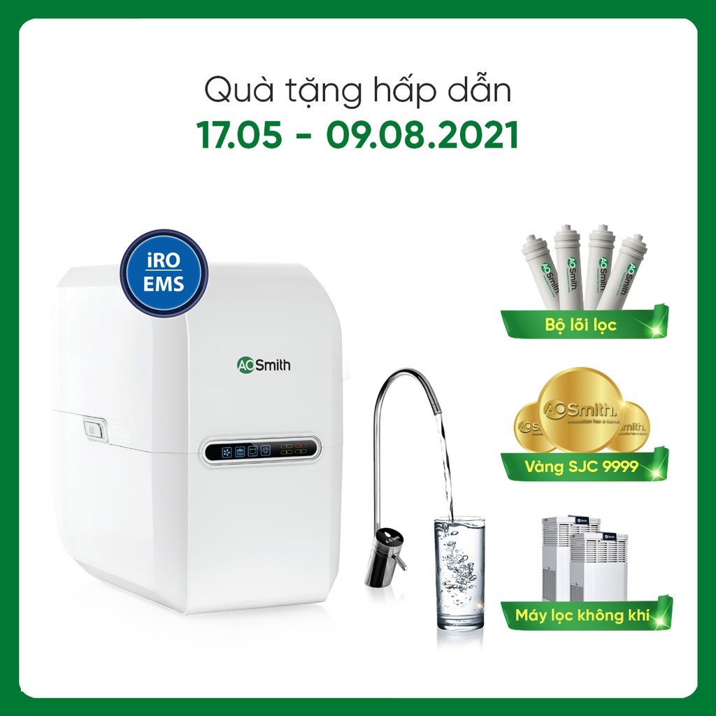Máy lọc nước A. O. Smith AR75-A-S-2 - RO Side Stream âm tủ, 11.8 L/h, 9L bể chứa, 3 năm thay lõi