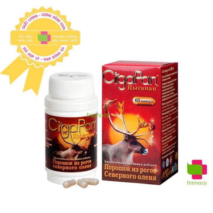 Viên uống nhung hươu Cigapan, Nga (60v) bồi bổ sức khỏe, ngăn ngừa lão hóa, chống loãng xương cho người lớn