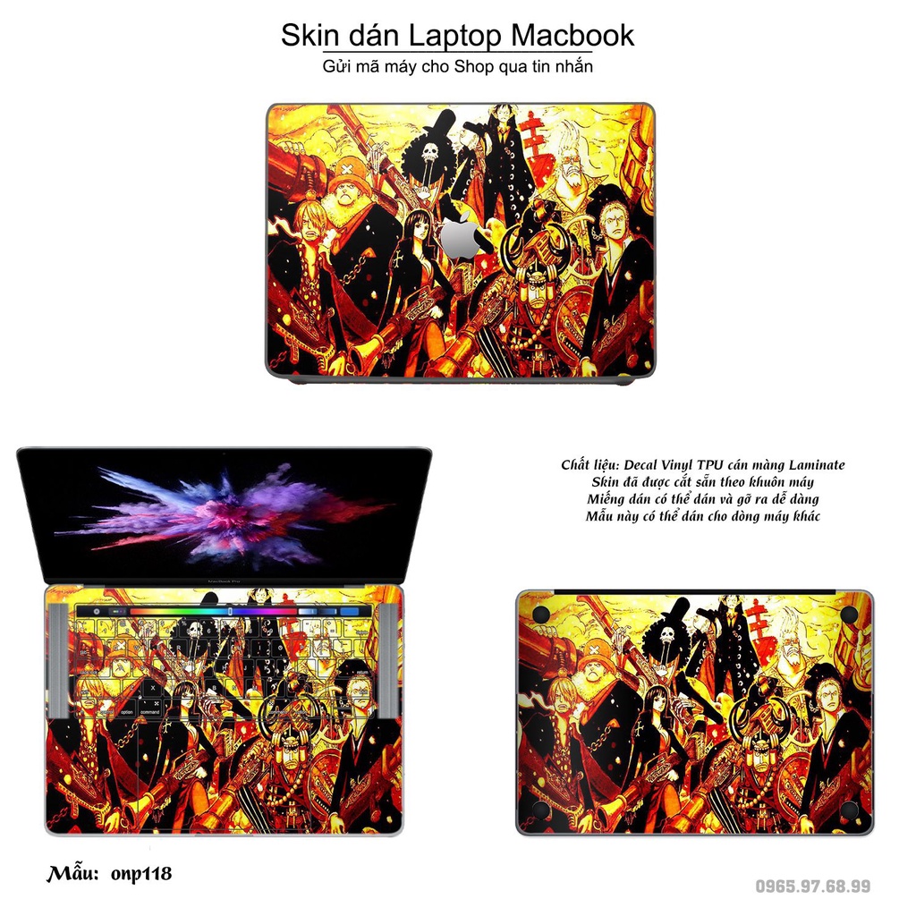 Skin dán Macbook mẫu One Piece (đã cắt sẵn, inbox mã máy cho shop)