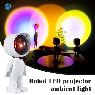 Đèn chiếu màu hoàng hôn hình robot đầu cắm USB trang trí nhà ở độc đáo