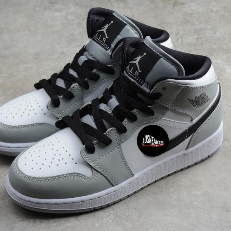 Giày thể thao JD1 Retro High Light Smoke Grey cao cổ xám logo đen, Giầy jordan xám cổ cao