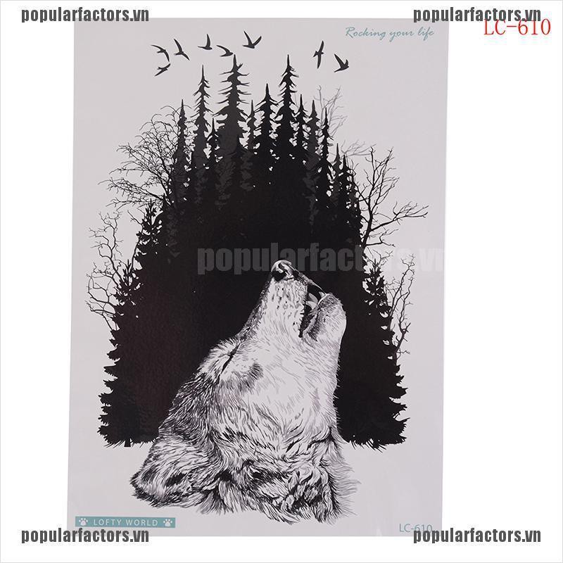 Hình Xăm Dán Chống Thấm Nước Họa Tiết Chó Sói Cá Tính Nhiều Màu Tùy Chọn