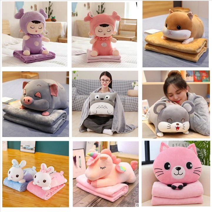 Chăn gối văn phòng gối kèm chăn, cua hồng, heo thiên sứ, rùa, gấu siêu đấng yêu(#Gối_Chăn)