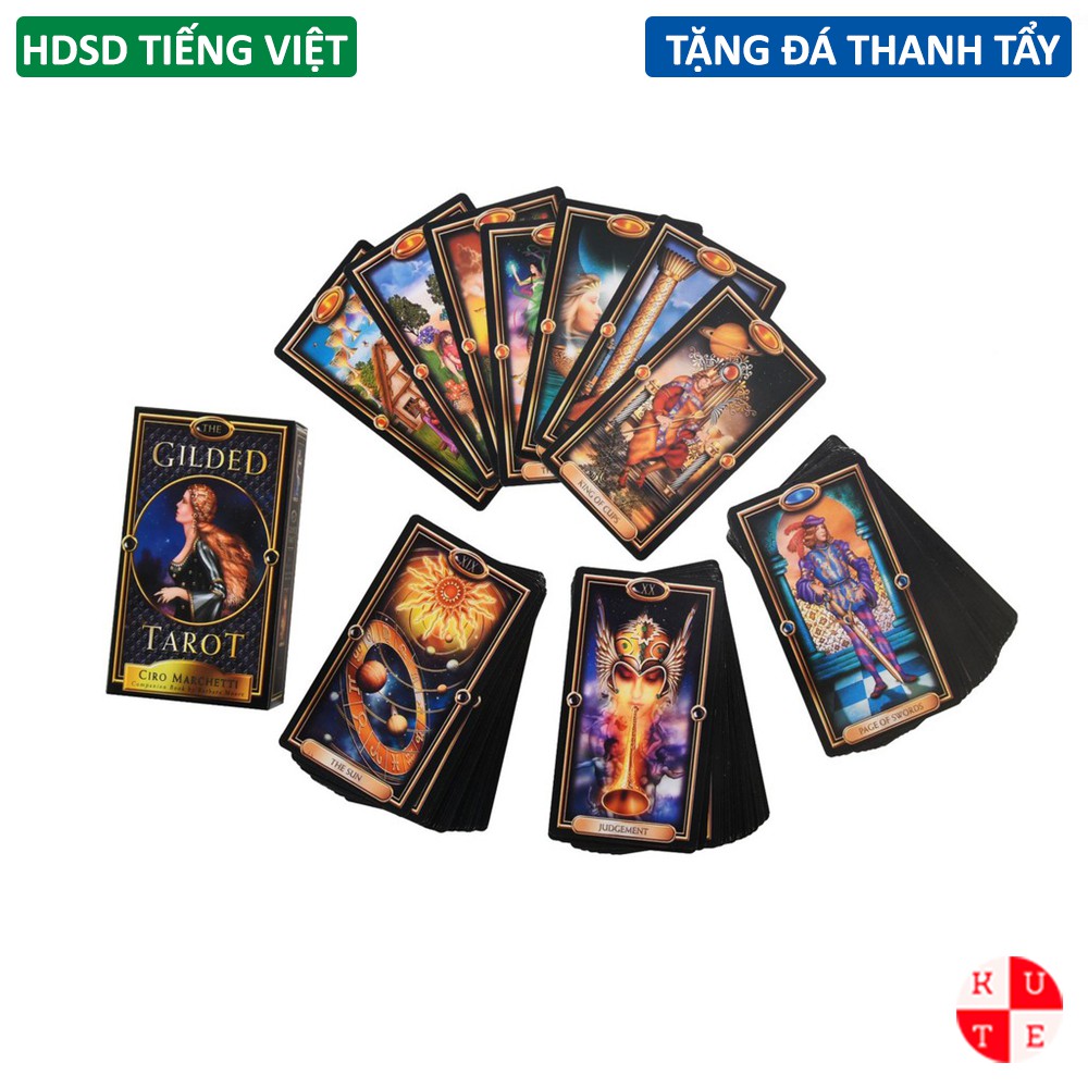 Bài Tarot The Gilded 78 Lá Bài Tặng Hướng Dẫn Tiếng Việt Và Đá Thanh Tẩy C25