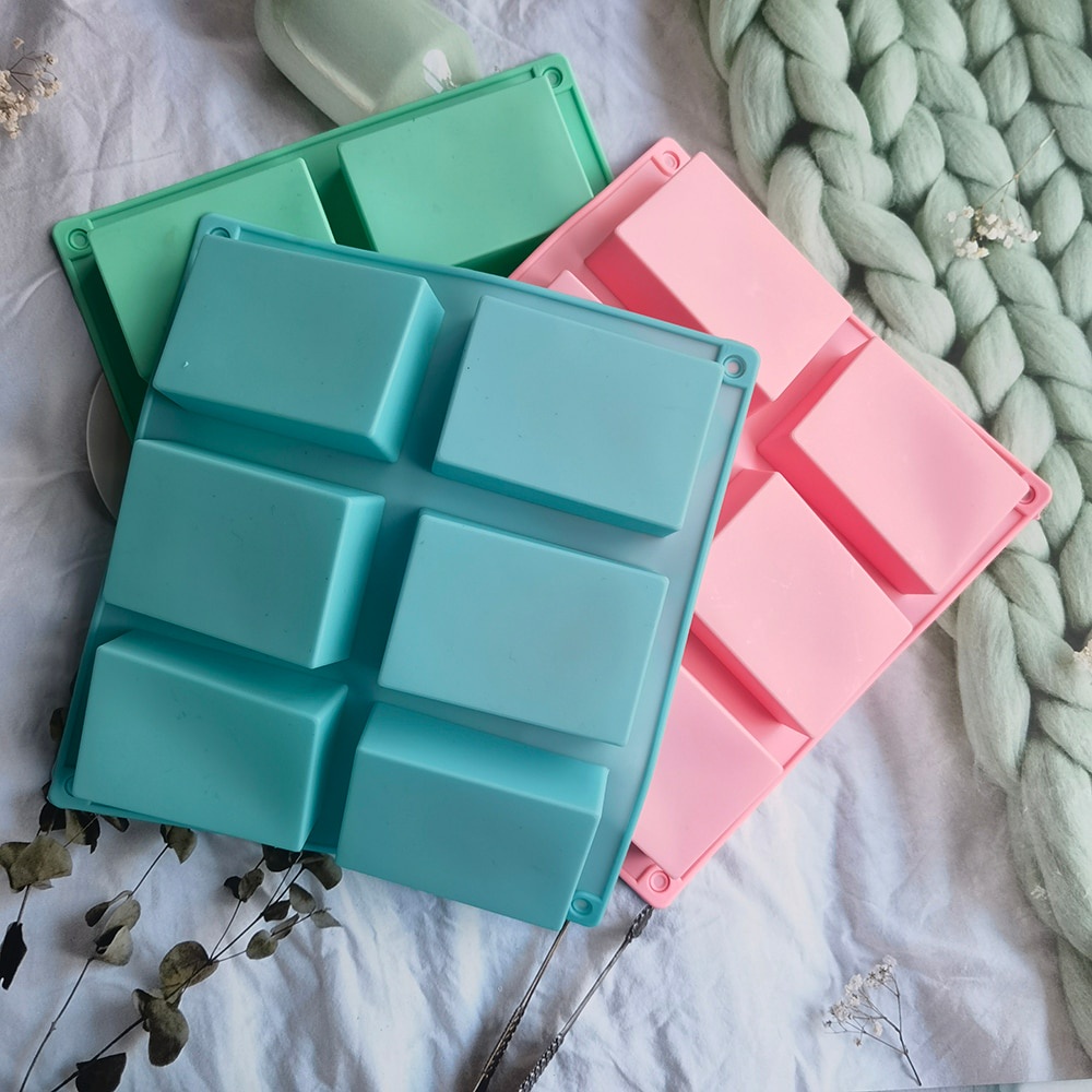 Khuôn Silicone 6 Khoang Chữ Nhạt Làm Socola - Nướng Bánh - Khuôn Tự Làm Xà Phòng Handmade - Dụng Cụ Làm Bánh