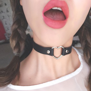 choker harajuku trái tim dây da