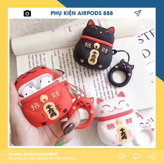 [Hàng Mới Về] Case Vỏ Bao Airpods Đựng Tai Nghe Airpod 1 2 Pro Mèo Thần Tài Dễ Thương Chất Liệu Silicon Dẻo