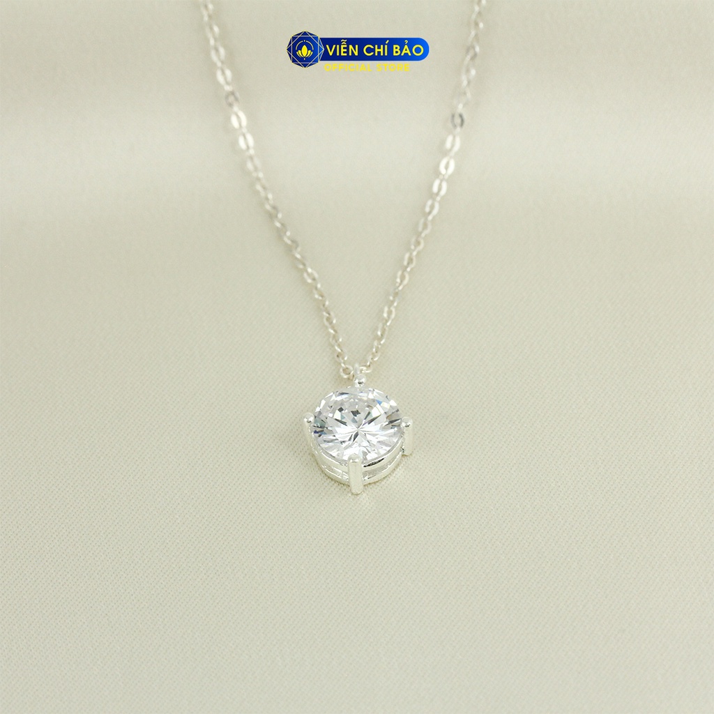 Dây chuyền bạc nữ mặt đá trắng chất liệu bạc 925 thời trang phụ kiện trang sức nữ Viễn Chí Bảo D400905