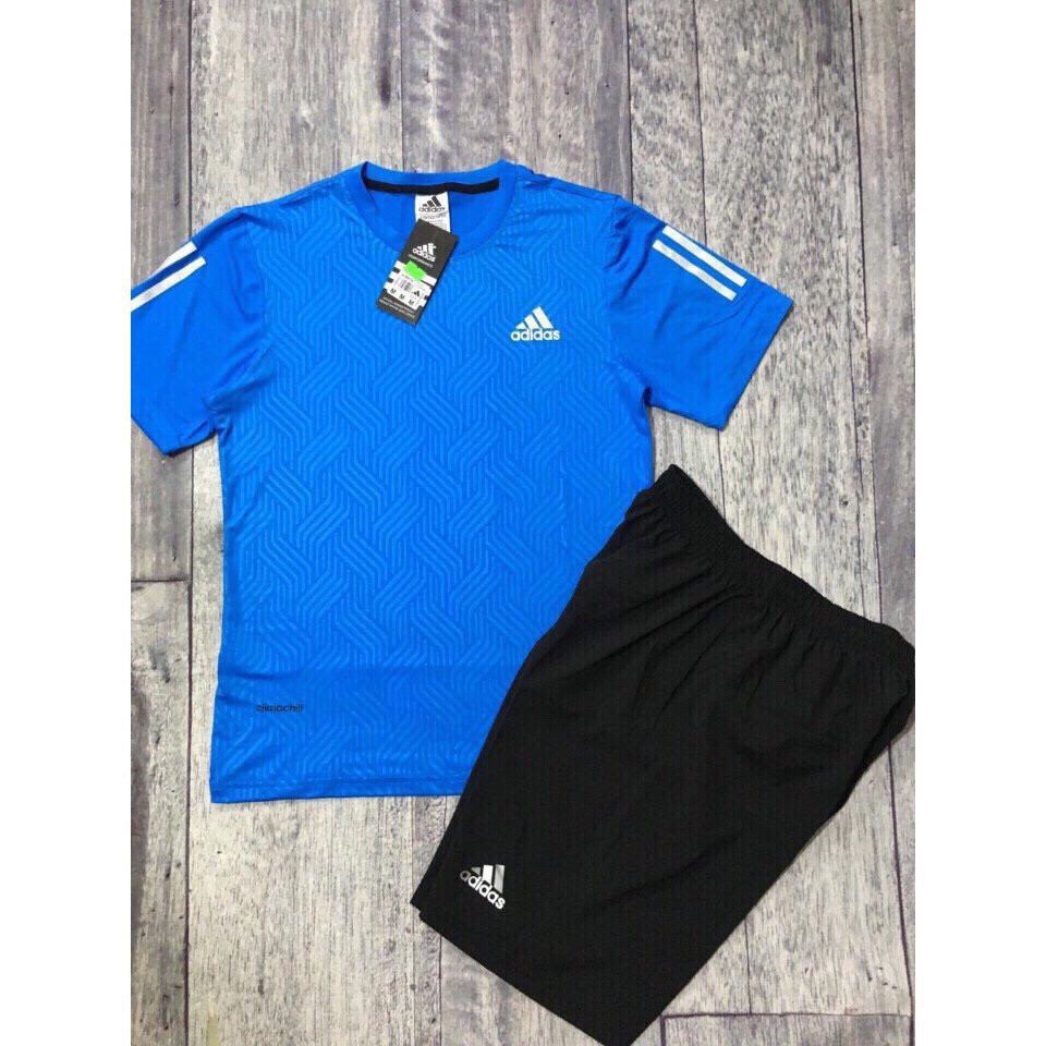 Bộ thể thao thun lạnh cổ tròn ép vân cao tần Adidas [ hot trend ]