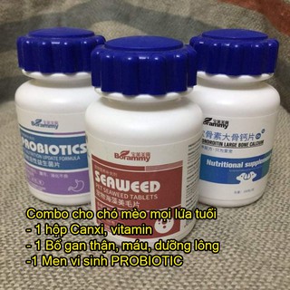 COMBO hoàn hảo cho chó mèo( canxi, vitamin, men vi sinh, giải độc gan thận)