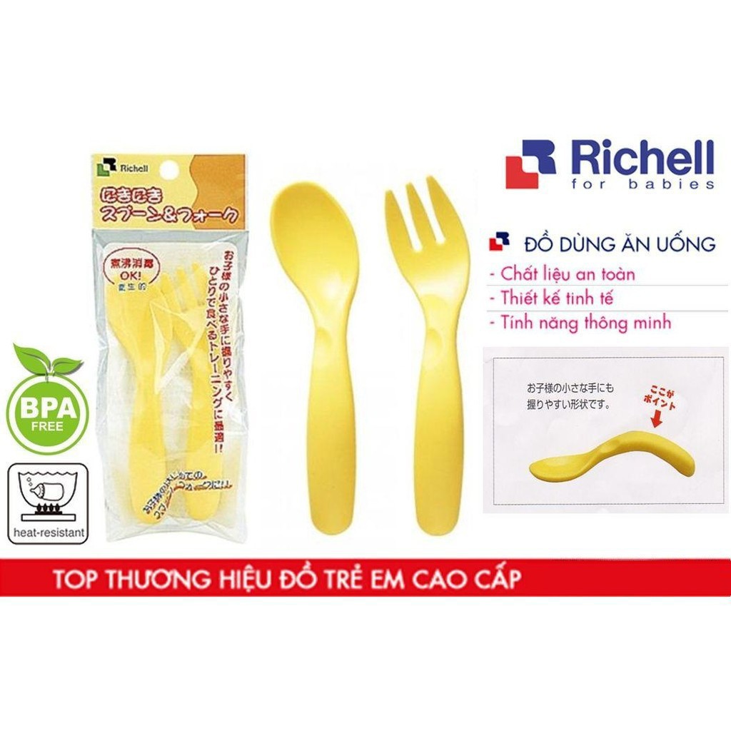 Bộ thìa nĩa cong Richell Nhật Bản RC42740