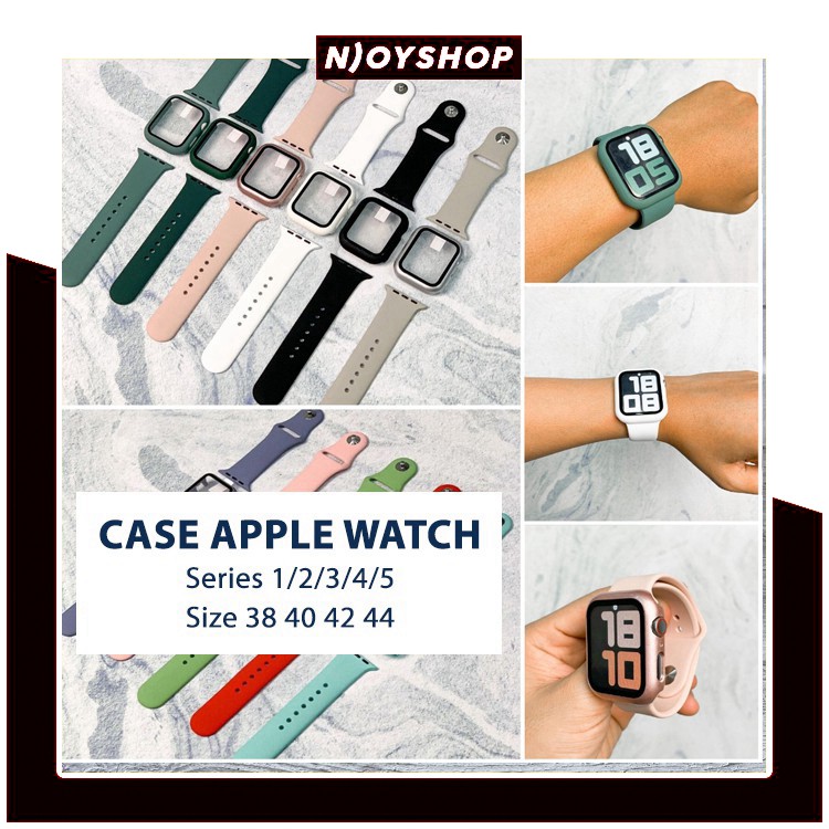 ỐP APPLE WATCH KÍNH CƯỜNG LỰC VIỀN SILICON 38 42MM 40 44MM - APPLE WATCH SERIES 5 4 3 2 1 - CASE APPLE WATCH