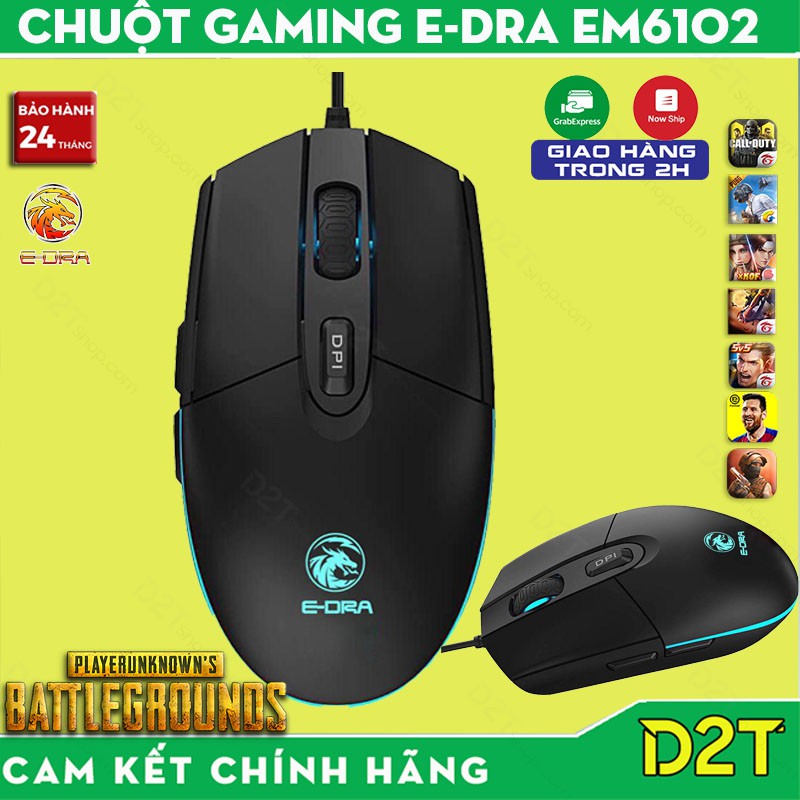 Chuột gaming E-Dra EM6102 LED RGB chơi game PUBG, Call of Duty