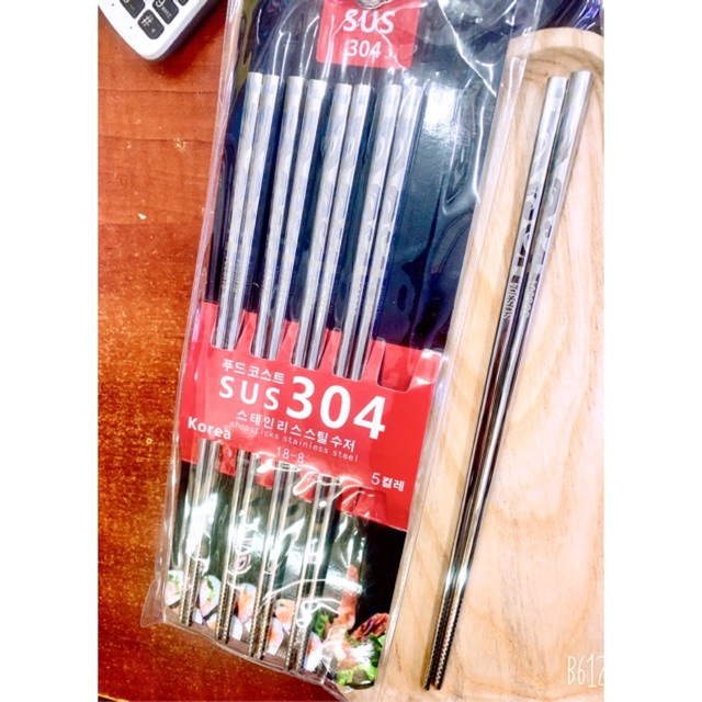 Đũa INOX 304 (Vỉ 5 đôi) - Bạc