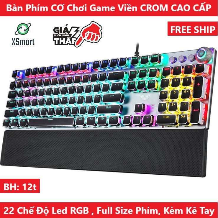 GẤU TRẦN STORE Bàn Phím Cơ Gaming Cao Cấp FZ508 Pro Gamer Blue Switch Có 22 Chế Độ Led Siêu Đẹp Tặn Đế Kê Tay