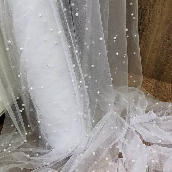 ⚡Siêu rẻ⚡Vải voan lưới ren đính hạt trai nhựa loại hạt đều dùng chụp sản phẩm, chụp nail, làm phông nền trang trí