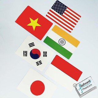 thẻ học thông minh 20 cờ các nước nổi tiêng trên thế giới flashcard kiêm