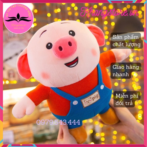 Gấu Bông, gối ôm Heo TikTok Mặc Yếm Cao 50cm Siêu Đáng yêu Dễ Thương-KHANGSTORE.VN