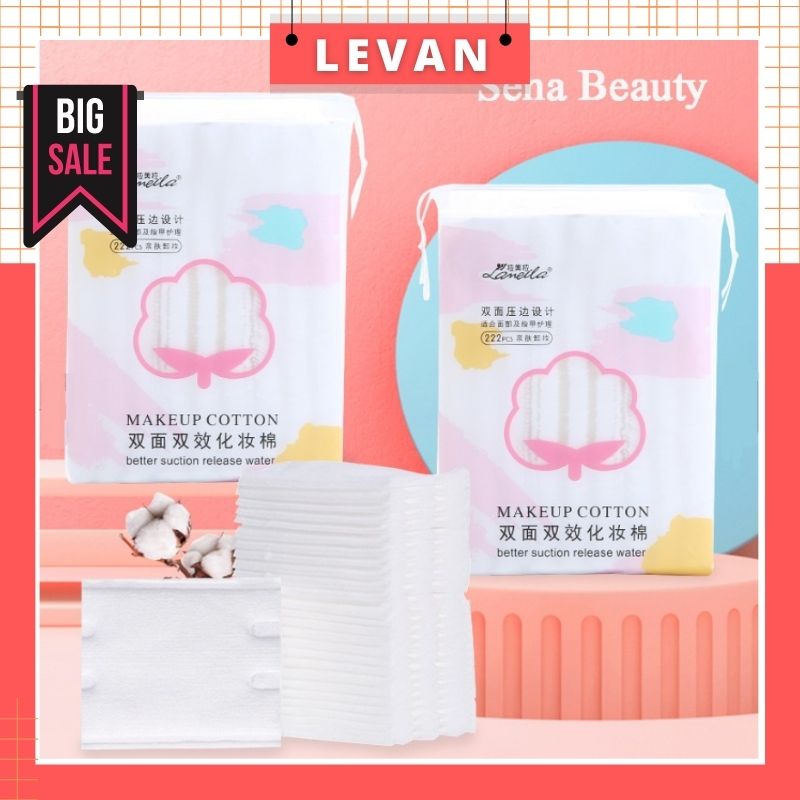 Lameila bông tẩy trang cotton pads 3 lớp nội địa trung có dây kéo LEVAN 222 miếng LAMEILA.001