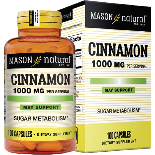 Viên uống Mason Natural Cinnamon 1000mg hỗ trợ ổn định đường huyết