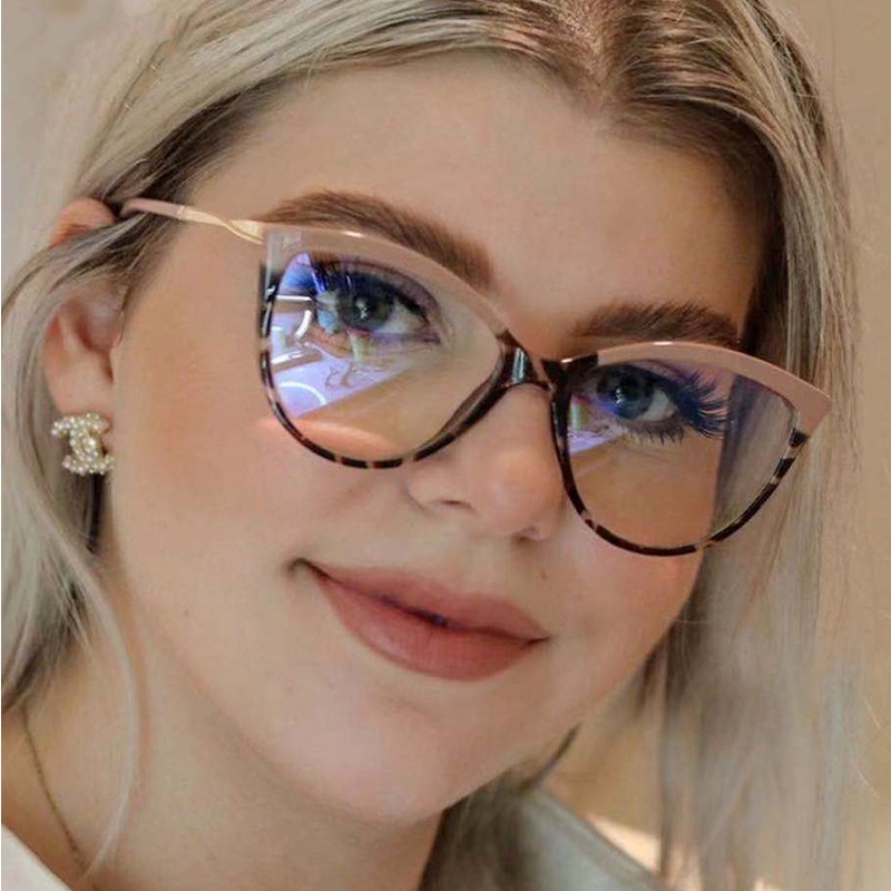 【Replaceable lenses】COD (AIMURUSI) Kính Mát Mắt Mèo TR90 Gọng Kim Loại Chống Ánh Sáng Xanh Thời Trang Hàn Quốc Cho Nữ