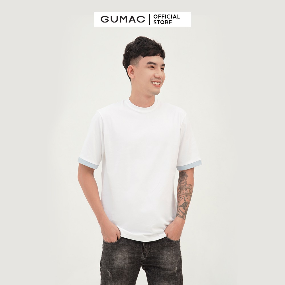 Áo thun nam thiết kế basic cổ tròn phối tay GUMAC, trẻ trung ABB304 | BigBuy360 - bigbuy360.vn