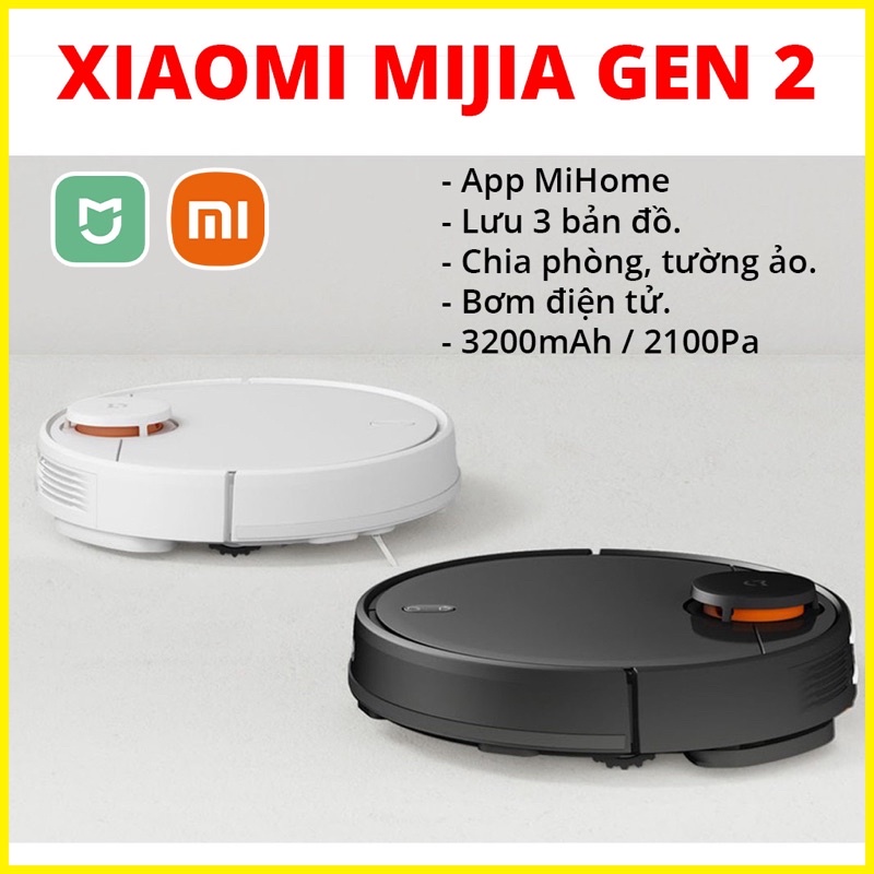 Robot Xiaomi Mijia 2 bản TRẮNG, ĐEN robot hút bụi lau nhà gen 2 STYJ02YM xiaomi mijia 2 robot