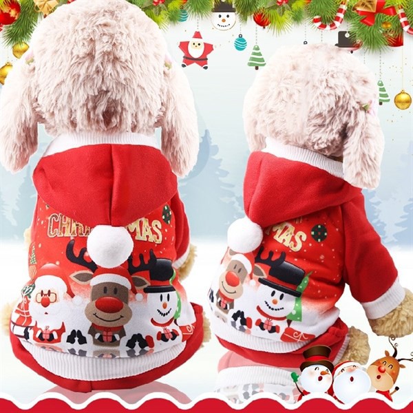 Quần áo cho thú cưng - áo noel nón 3D 4 chân