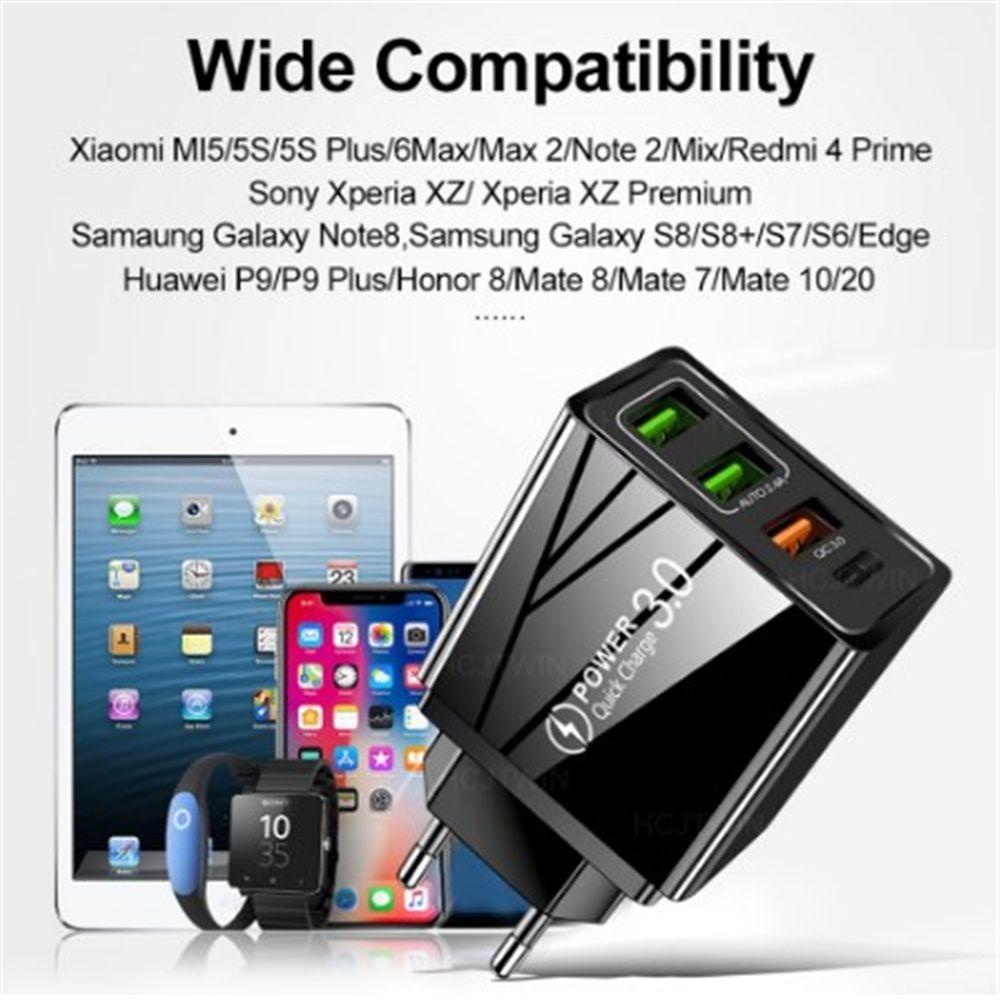 MYRONGVN Sạc Nhanh Cung CấP ĐiệN US USB + TYPE-C + QC3.0
