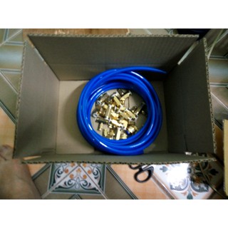 combo 20 met ống phun sương 8mm, 10 béc phun sương, 2 khớp nối nhanh ren 21 gắn ống 8mm