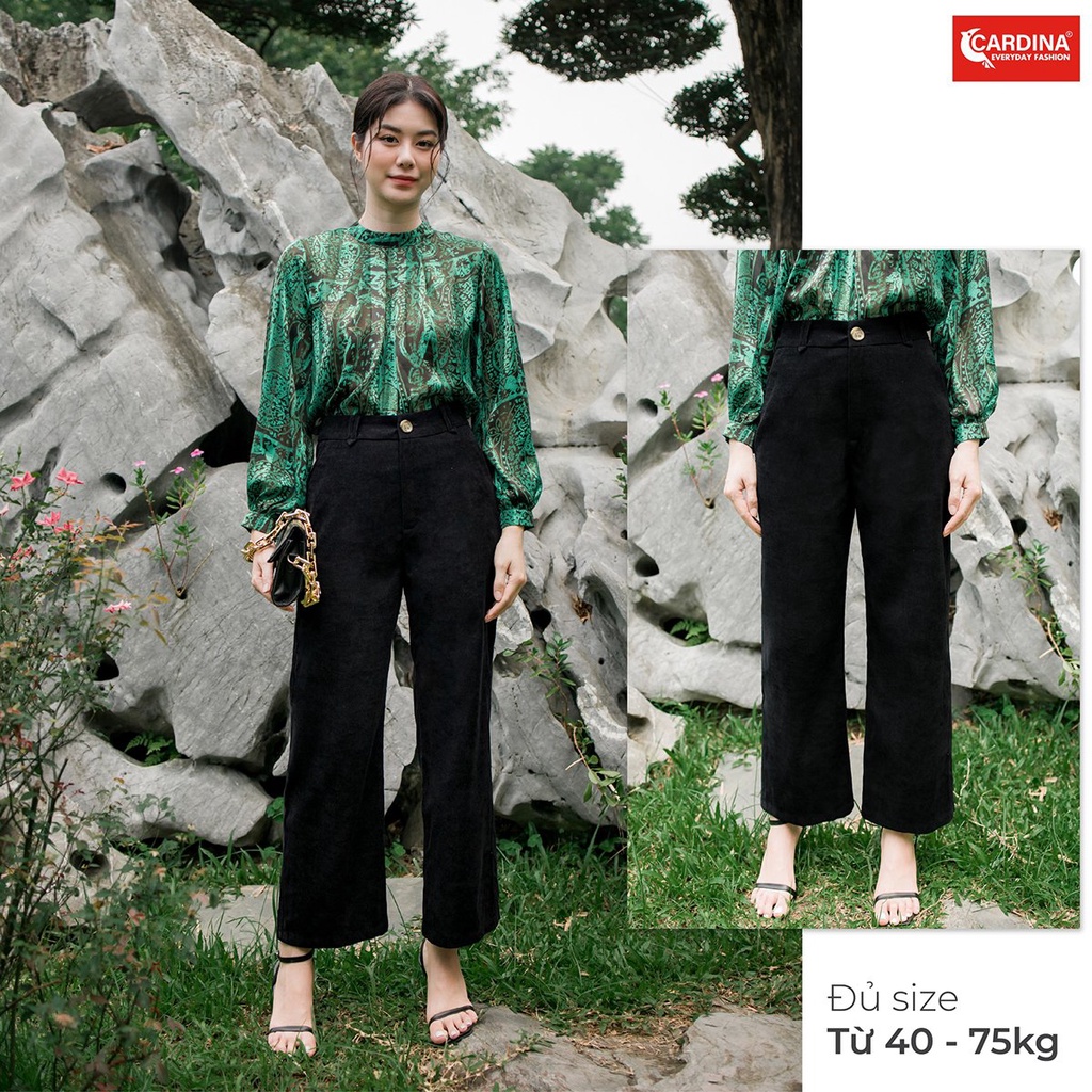 Quần công sở nữ CARDINA chất nhung cao cấp dáng suông cài khuy có khóa kéo thanh lịch 2Q11