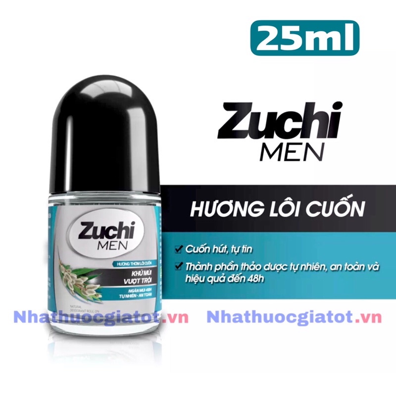 ZUCHI MEN Lăn Khử Mùi Dược Liệu Dành Cho Nam 25ml