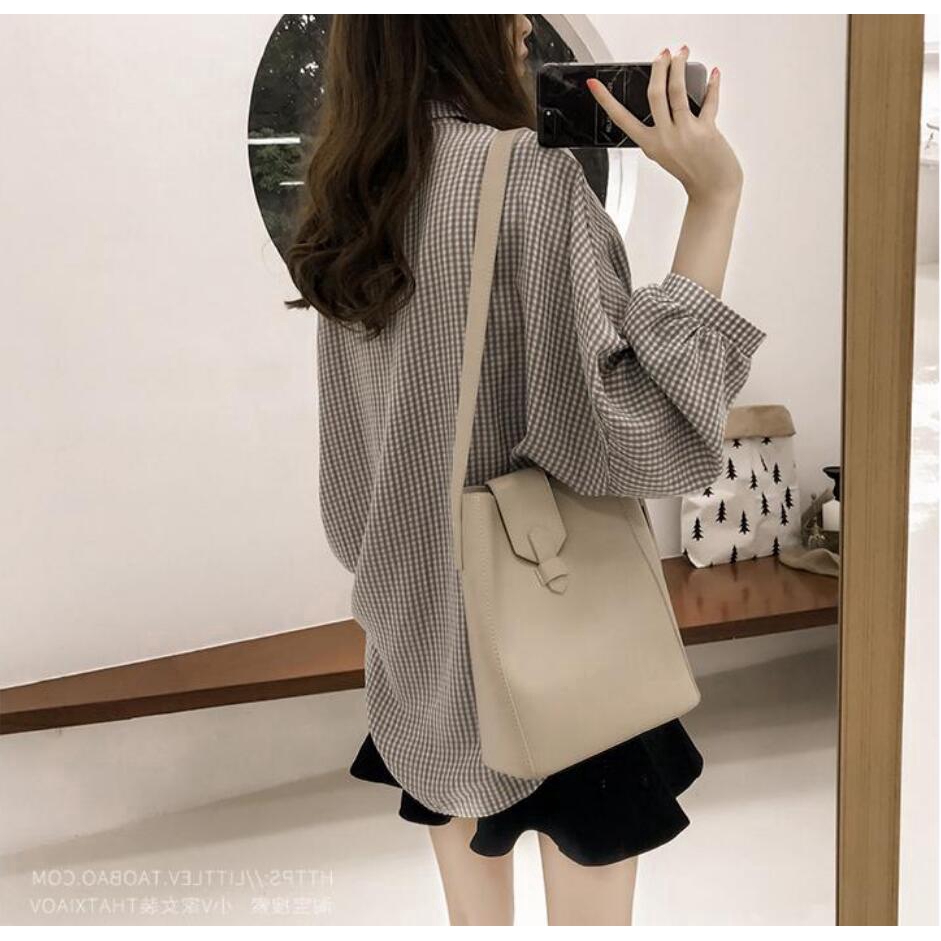 Fashion Women Top Long Sleeved Plaid Shirt | BigBuy360 - bigbuy360.vn