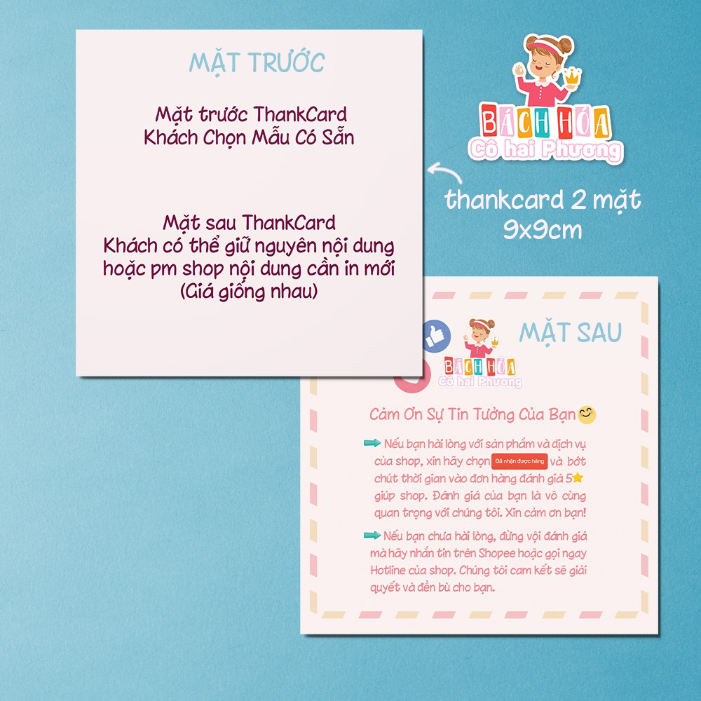 Thiệp cảm ơn, thankcard - Combo 30 thiệp in nội dung theo yêu cầu