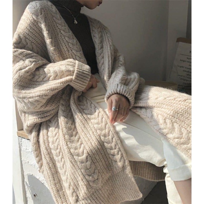 Cadigan Len Dáng Dài Ulzzang, Phong Cách Thời Trang Hàn Quốc