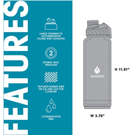 [HỘP 2 CHAI] Bình Giữ Nhiệt Manna Stainless Steel Convoy Bottle 946ml