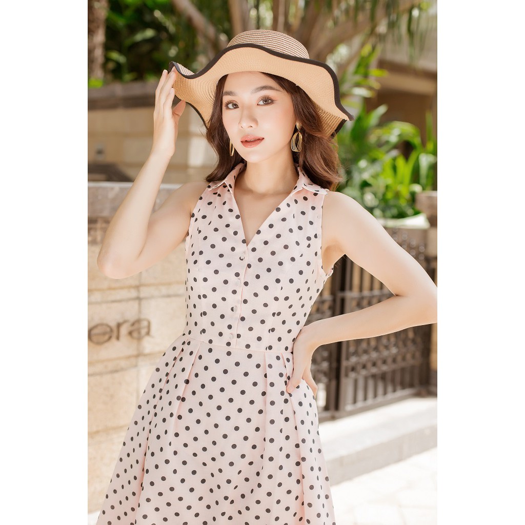 [ ẢNH THẬT] Đầm xòe chấm bi hồng da cực xinh