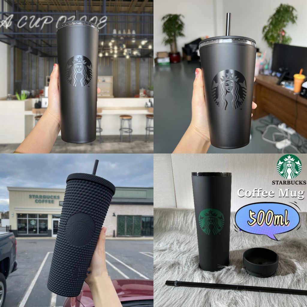 Có Thể Tái Sử Dụng Starbucks Tumbler Lạnh Cốc Tumbler ly uống nước giữ nhiệt 2 Lớp Đen Mờ bình Nước 710Ml @ RUNA