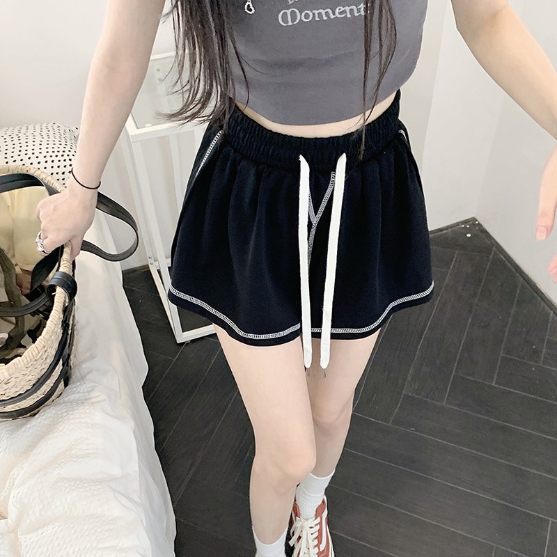 Quần Short Thể Thao Lưng Cao Ống Rộng Cho Nữ