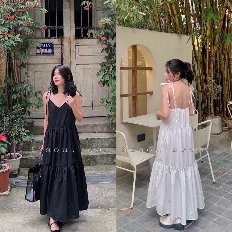 SALE LỖ Váy hai dây 1 lớp dáng dài nàng thơ