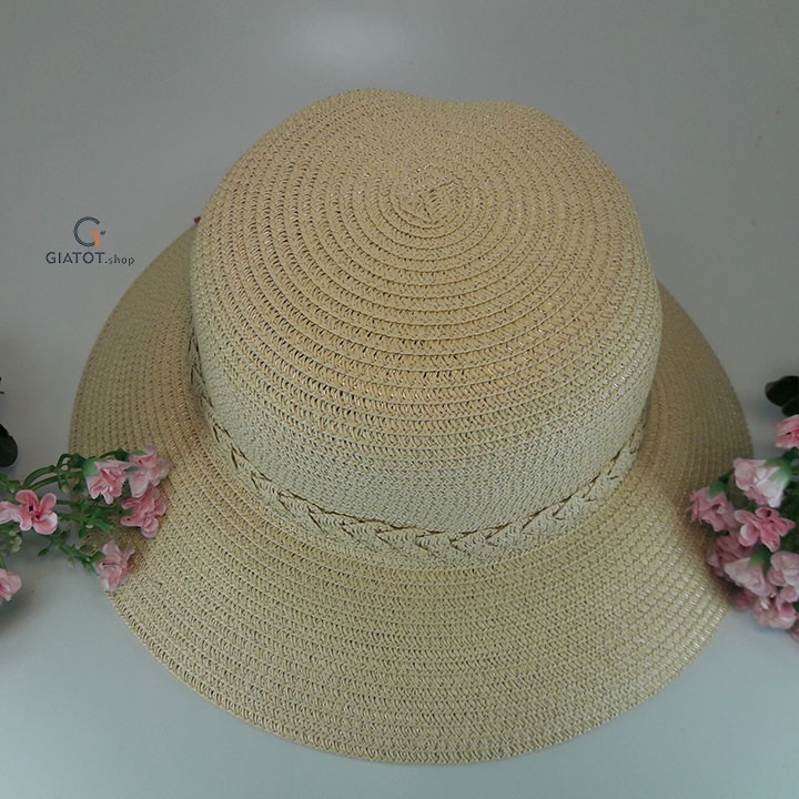 Mũ cói rộng vành đi biển, nơ hoa cao cấp thời trang GIATOT.shop, ảnh thật