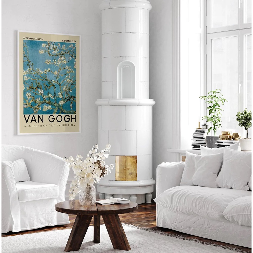 Tranh treo tường canvas  trang trí hình tranh trừu tượng của Van Gogh đã có khung