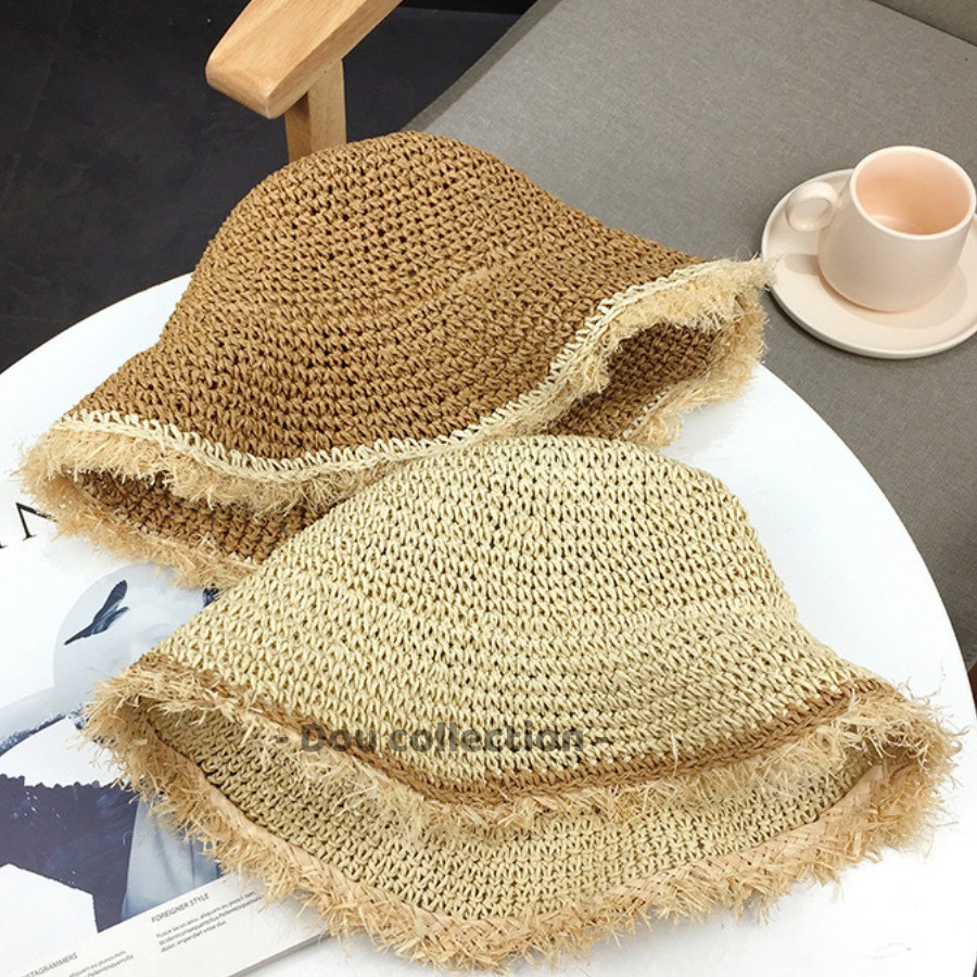 [NowShip2h] Mũ Cói (Nón Cói) Mềm Rơm Rafi Phối Viền Tua Rua Đi Biển - Mã NC010