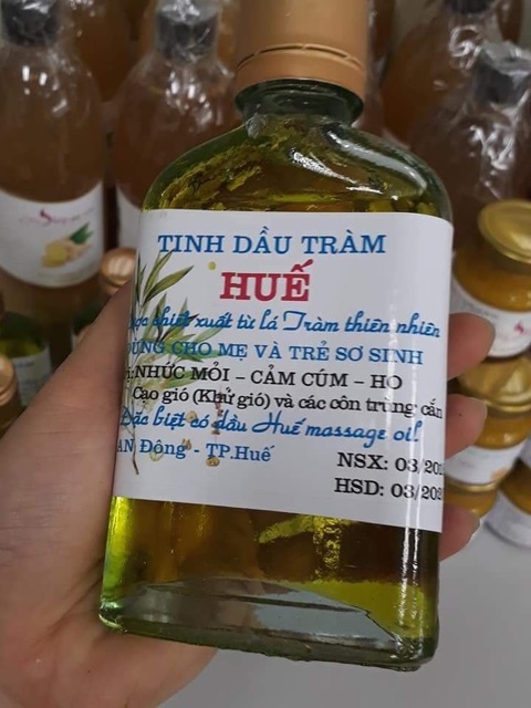 Tinh dầu tràm Huế nguyên chất 100ml lọ dẹt xoa cho trẻ